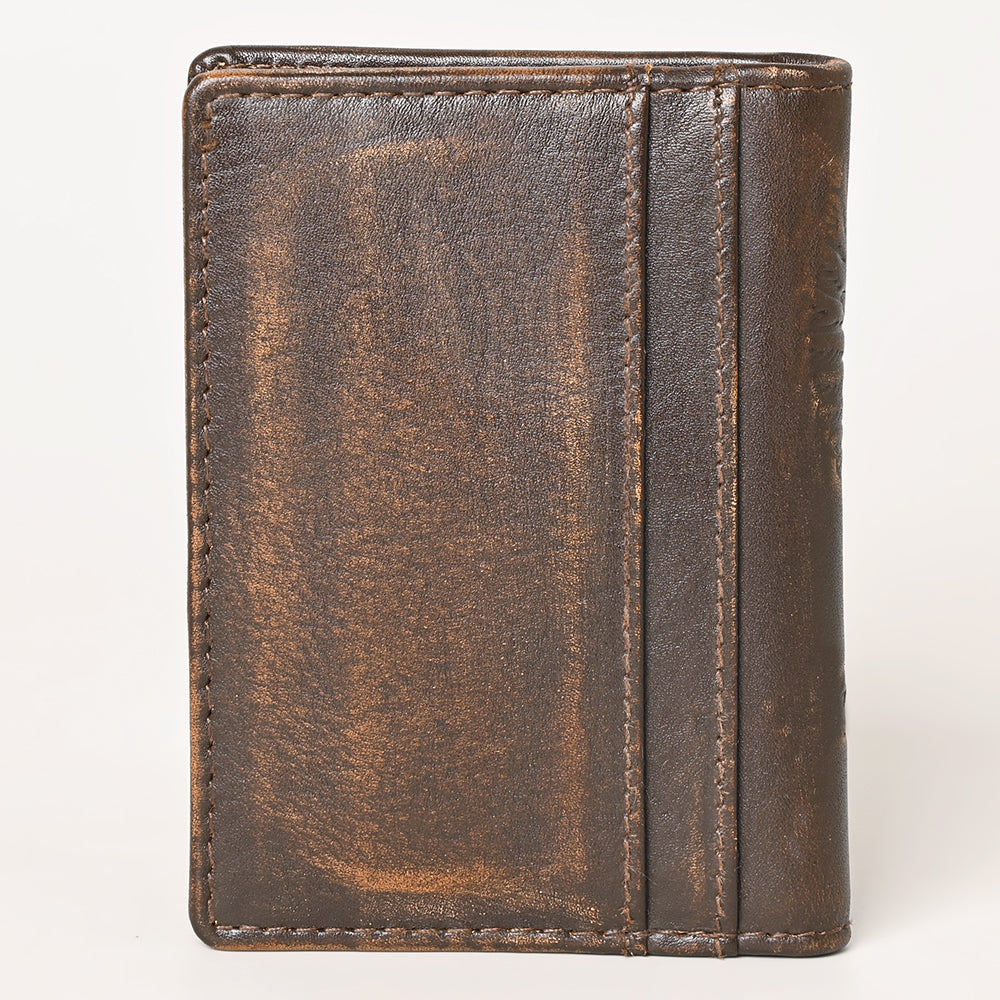 AMERICAN TANNER Genuine Leather Hand Burnished Bifold Wallet For Men Women H4.25 X W3 D0.5