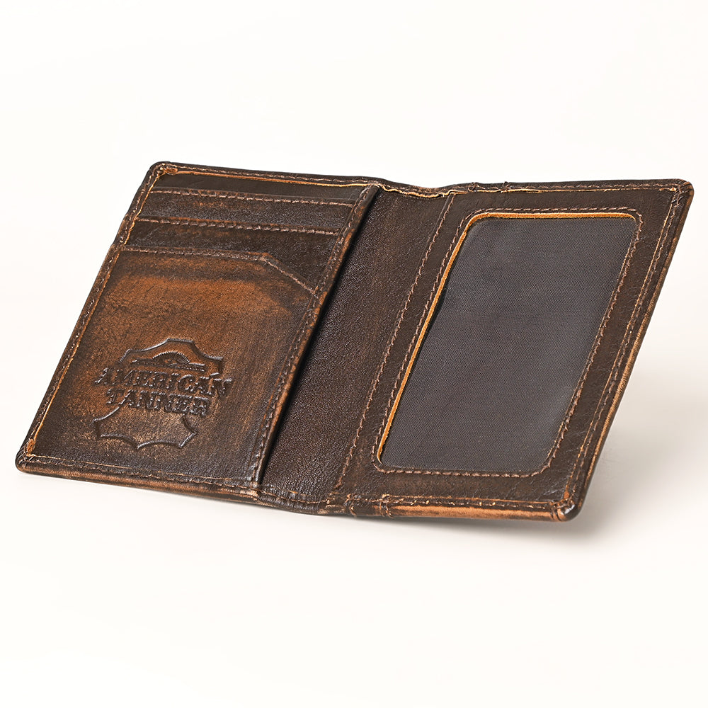AMERICAN TANNER Genuine Leather Hand Burnished Bifold Wallet For Men Women H4.25 X W3 D0.5