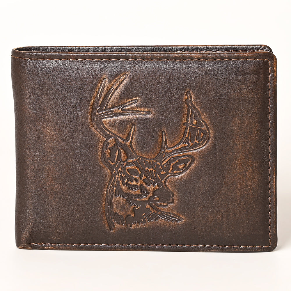 AMERICAN TANNER Genuine Leather Hand Burnished Bifold Wallet For Men Women H3.5 X W4.75 D0.5