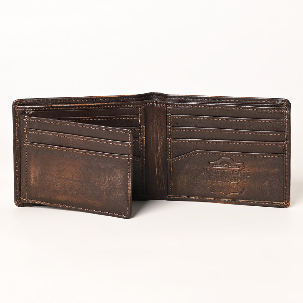 AMERICAN TANNER Genuine Leather Hand Burnished Bifold Wallet For Men Women H3.5 X W4.75 D0.5