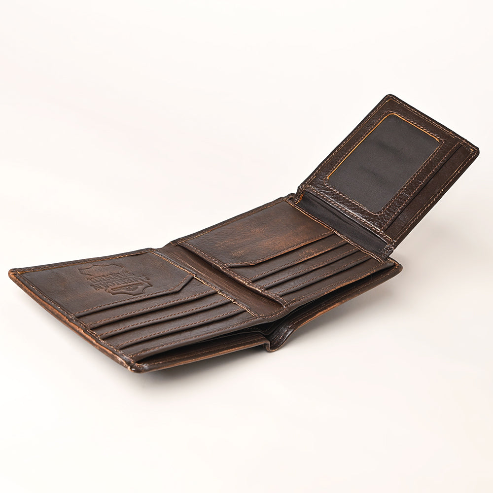 AMERICAN TANNER Genuine Leather Hand Burnished Bifold Wallet For Men Women H3.5 X W4.75 D0.5