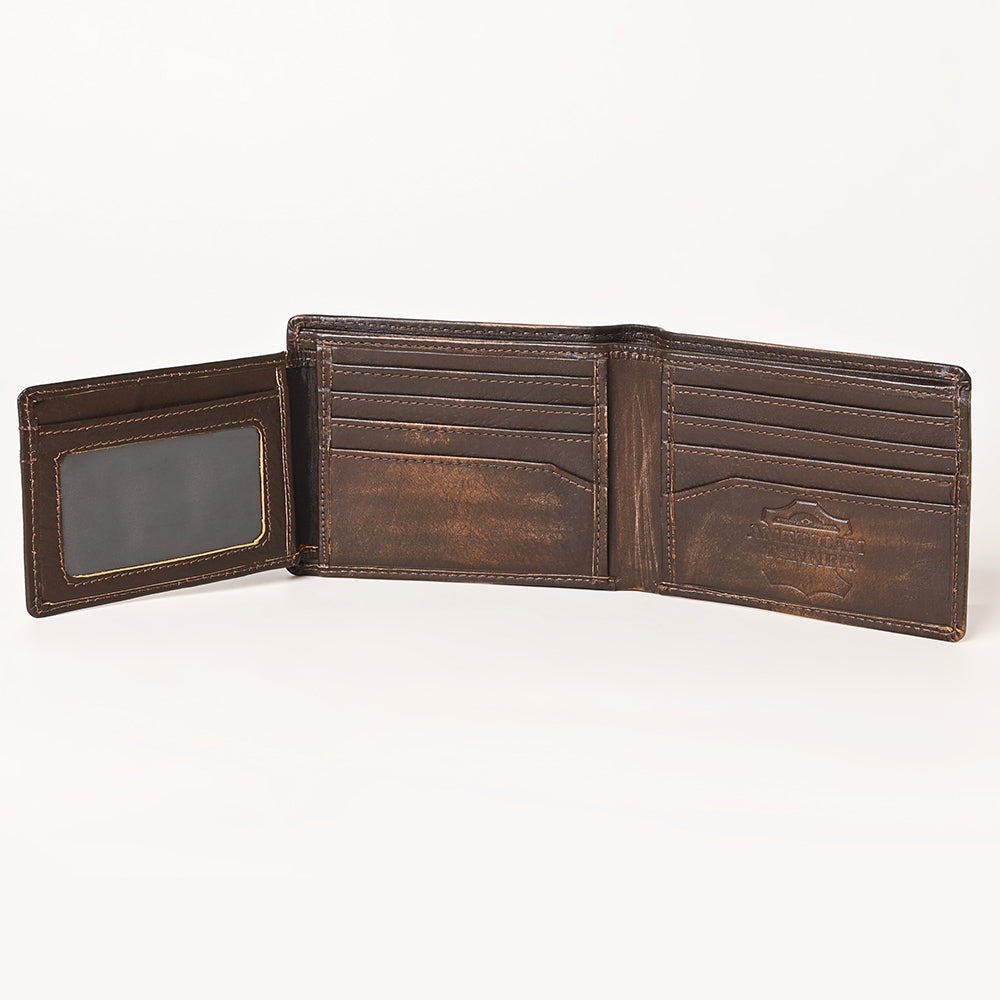 AMERICAN TANNER Genuine Leather Hand Burnished Bifold Wallet For Men Women H3.5 X W4.75 D0.5