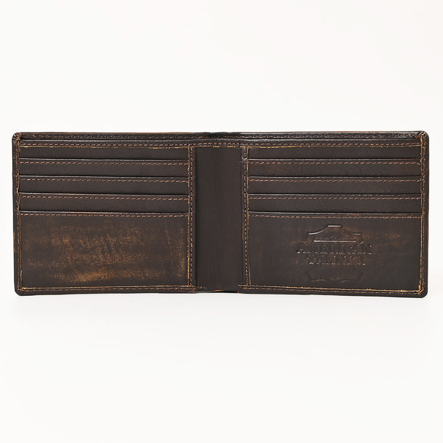 AMERICAN TANNER Genuine Leather Hand Burnished Bifold Wallet For Men Women H3.5 X W4.75 D0.5