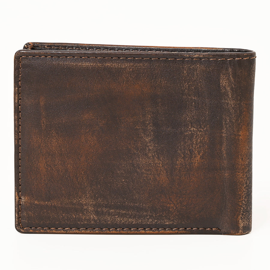 AMERICAN TANNER Genuine Leather Hand Burnished Bifold Wallet For Men Women H3.5 X W4.75 D0.5