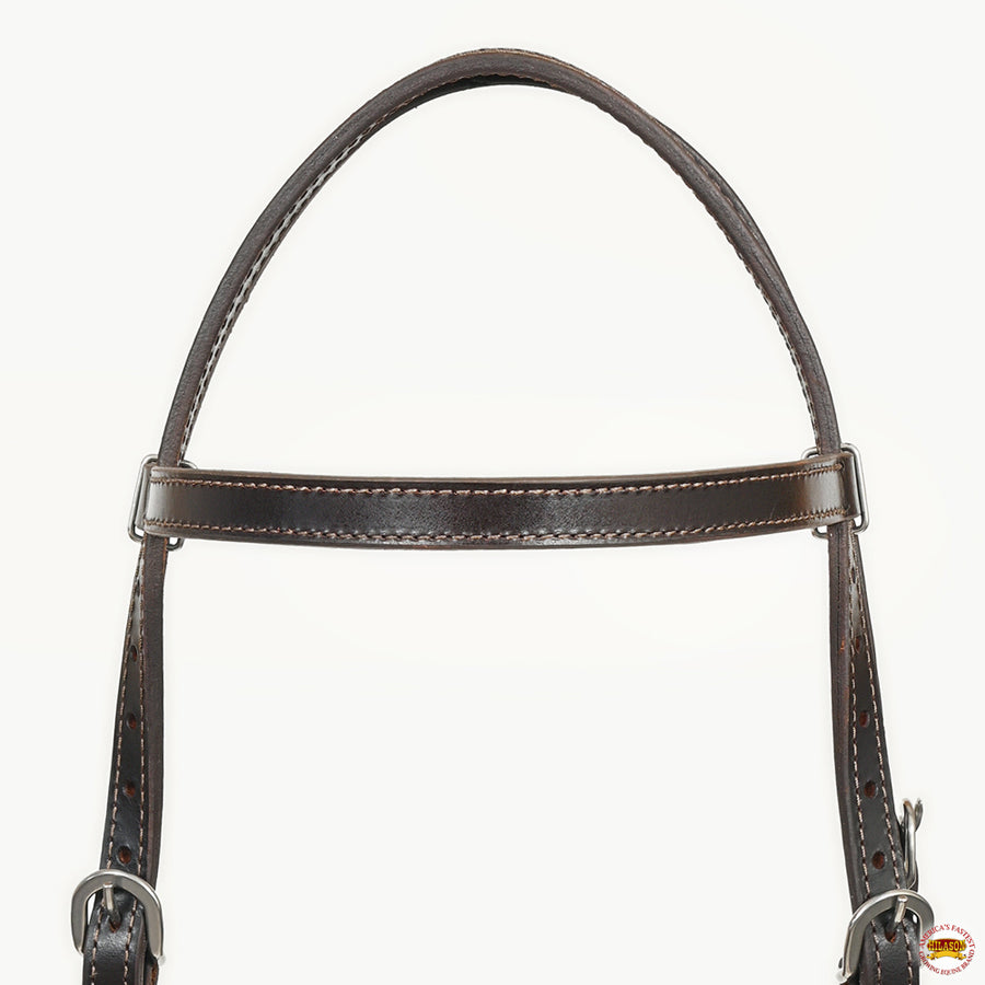 Hilason Western Horse Genuine Leather Headstall Bridle Engraved German Silver Concho Brown