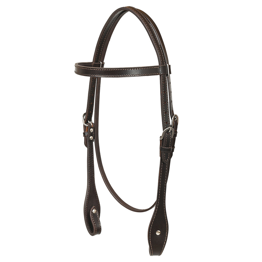 Hilason Western Horse Genuine Leather Headstall Bridle Engraved GS Concho Brown - Uhorse