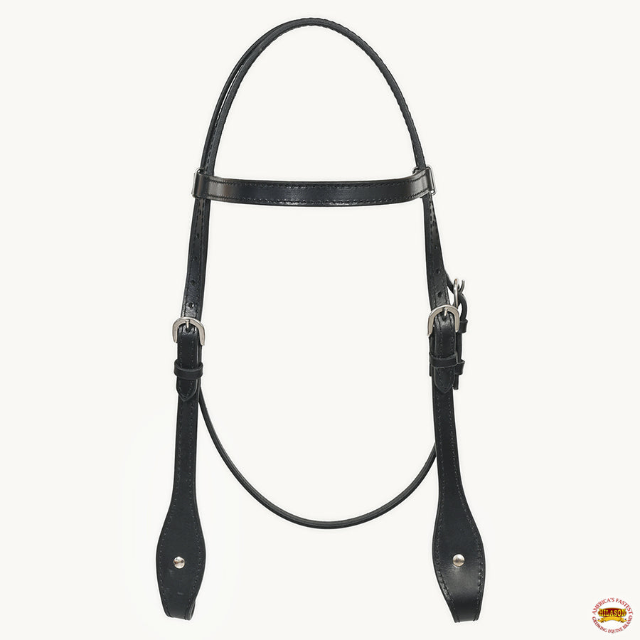 Hilason Western Horse Genuine Leather Headstall Bridle Engraved German Silver Concho Black