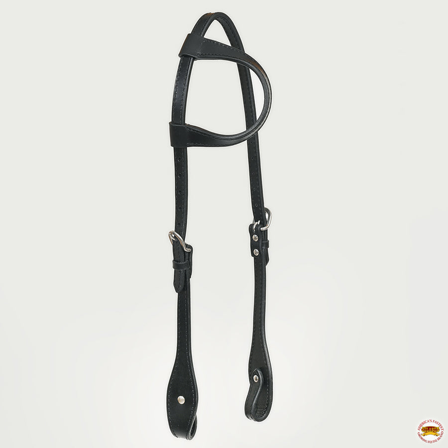 Hilason Horse Genuine Leather One Ear Headstall Bridle GS Concho Black