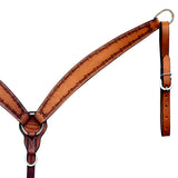 Hilason Western Horse Barb Wire Hand Tooled American Leather Breast Collar Light Oiled