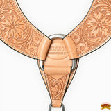 Hilason Western Horse Floral Hand Carved American Leather Breast Collar Oiled Tan