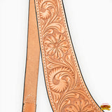 Hilason Western Horse Floral Hand Carved American Leather Breast Collar Oiled Tan