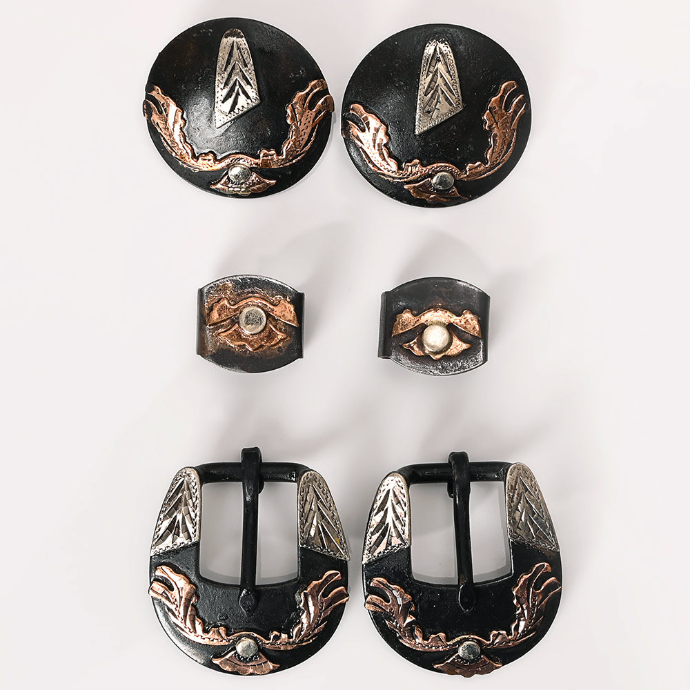 Hilason Western German Silver Hand Engraved Horse Tack Set Buckle Concho