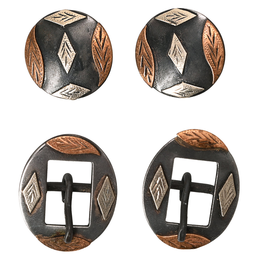 Metal belt buckle with diamond and leaf tooling - Uhorse