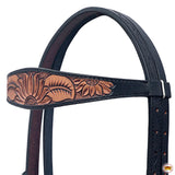 Hilason Horse Floral Hand Carved American Leather Breast Collar Headstall
