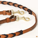 8 Feet Hilason Western Horse American Leather Laced Barrel Roper Reins Brown