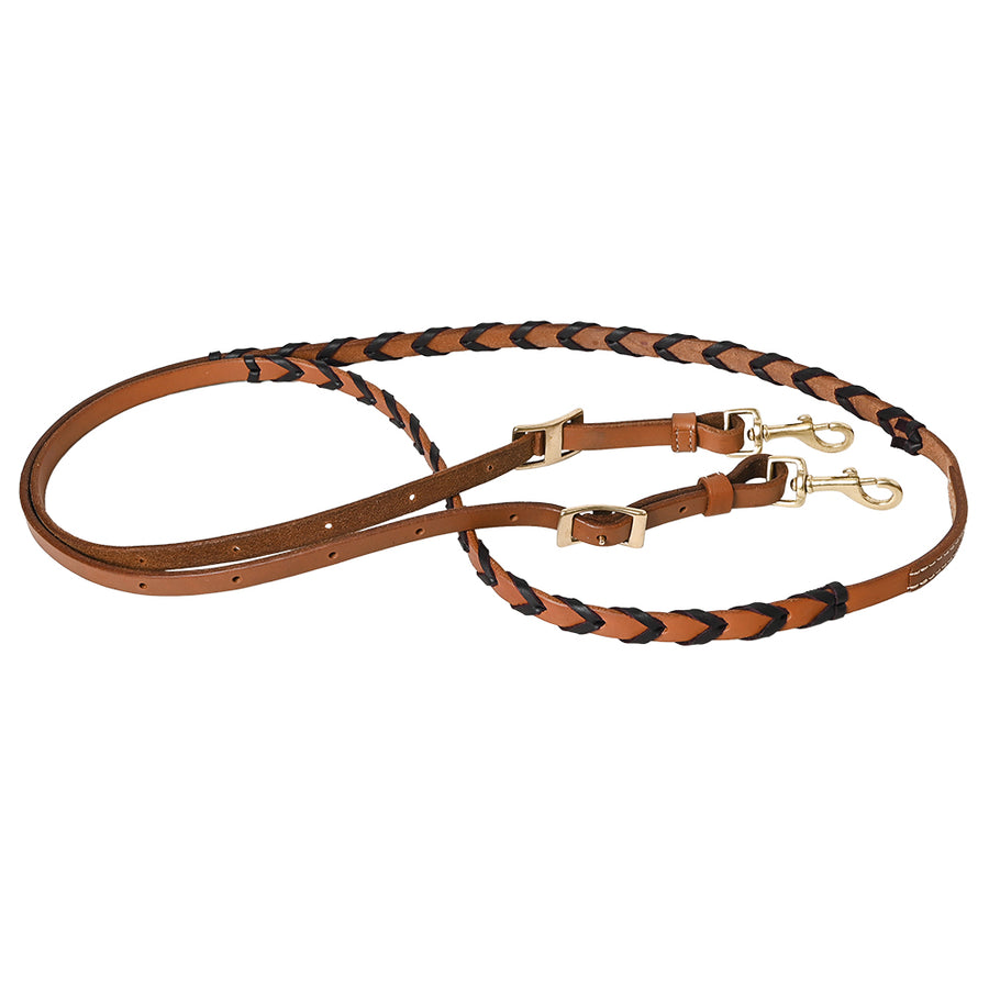 8 Feet Hilason Western Horse American Leather Laced Barrel Roper Reins Brown - Uhorse