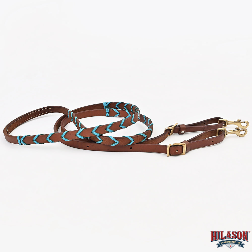 8 Feet Hilason Western Horse American Leather Laced Barrel Roper Reins Brown