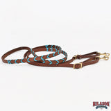 8 Feet Hilason Western Horse American Leather Laced Barrel Roper Reins Brown