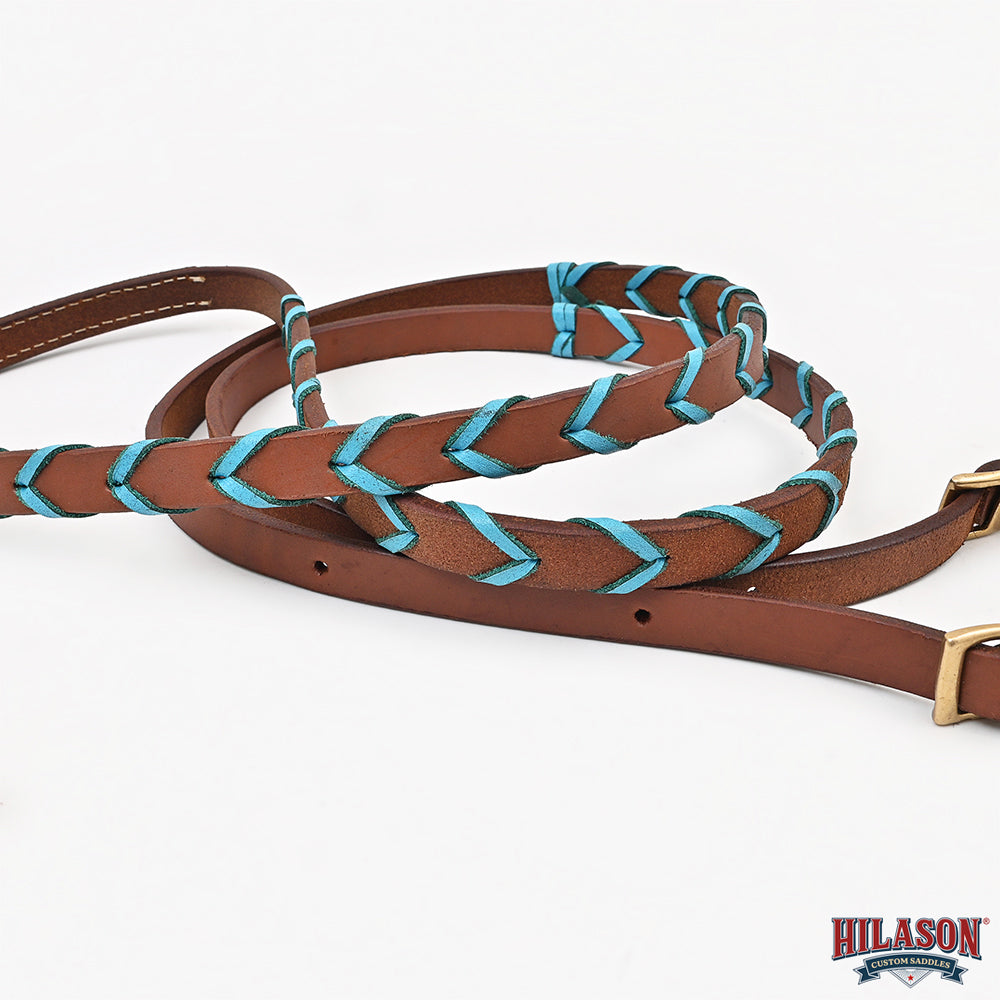 8 Feet Hilason Western Horse American Leather Laced Barrel Roper Reins Brown