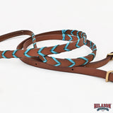 8 Feet Hilason Western Horse American Leather Laced Barrel Roper Reins Brown