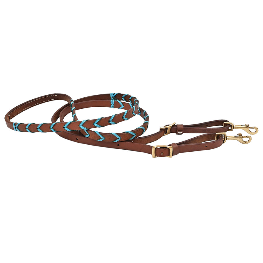 8 Feet Hilason Western Horse American Leather Laced Barrel Roper Reins Brown - Uhorse