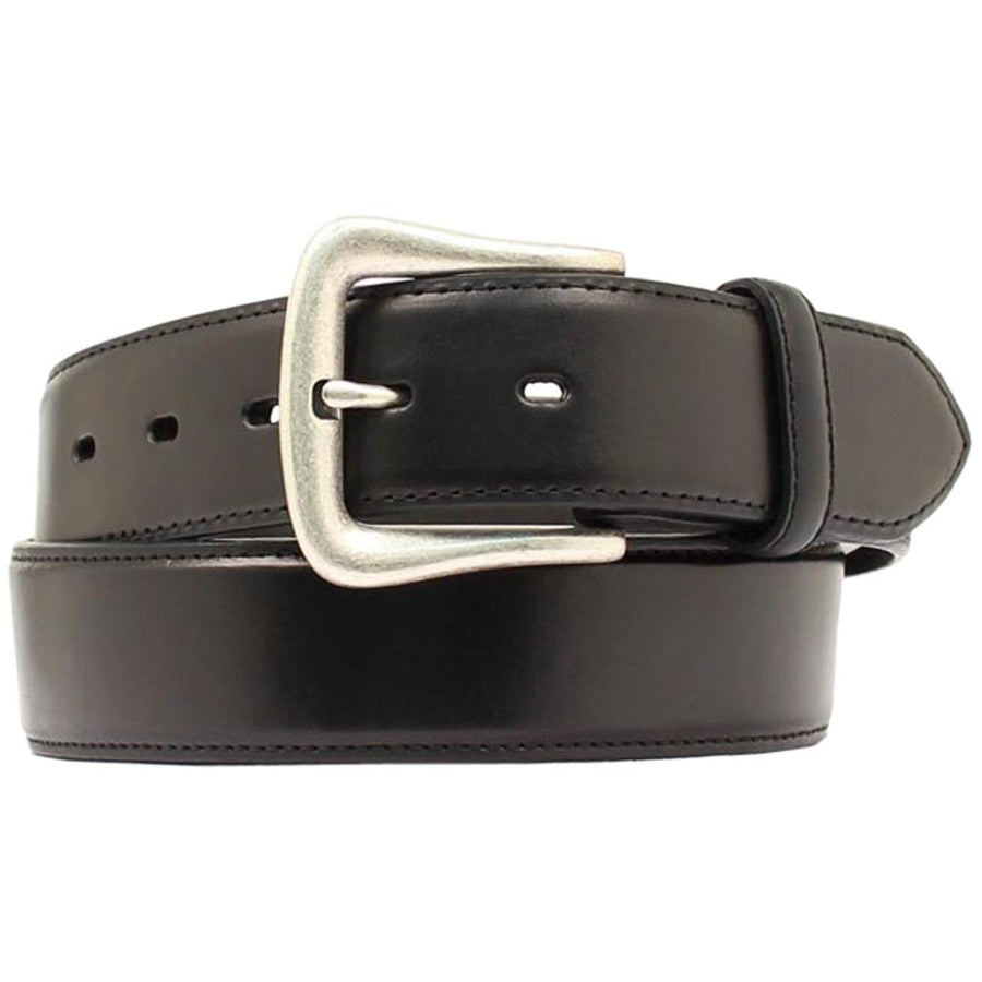 46 In Nocona Western Belt men's Leather Smooth Overlay Silver Buckle Black - Uhorse