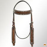 HILASON Western American Leather Horse Headstall & Breast Collar Tack Set Dark Brown With Buckstich