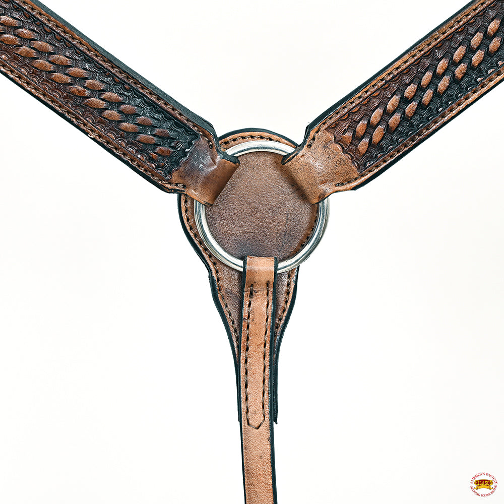 HILASON Western Horse Genuine American Leather Headstall & Breast Collar Set Brown