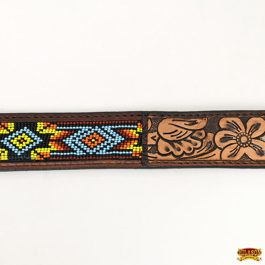 HILASON Western Genuine Leather Belt for Men Women Cowboy Cowgirl Handmade Unisex Full Grain Heavy Duty Tooled Beaded