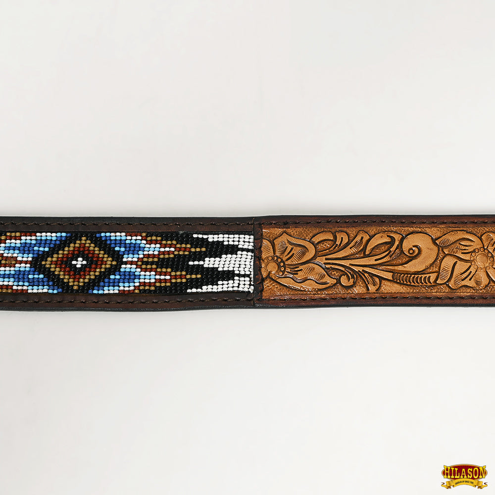 HILASON Western Genuine Leather Belt for Men Women Cowboy Cowgirl Handmade Unisex Full Grain Heavy Duty Tooled Beaded Belt