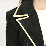 Genuine Vintage  leather Women shirt Blazer jacket  dress ladies girl