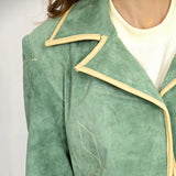 Genuine Vintage  leather Women shirt Blazer jacket  dress ladies girl
