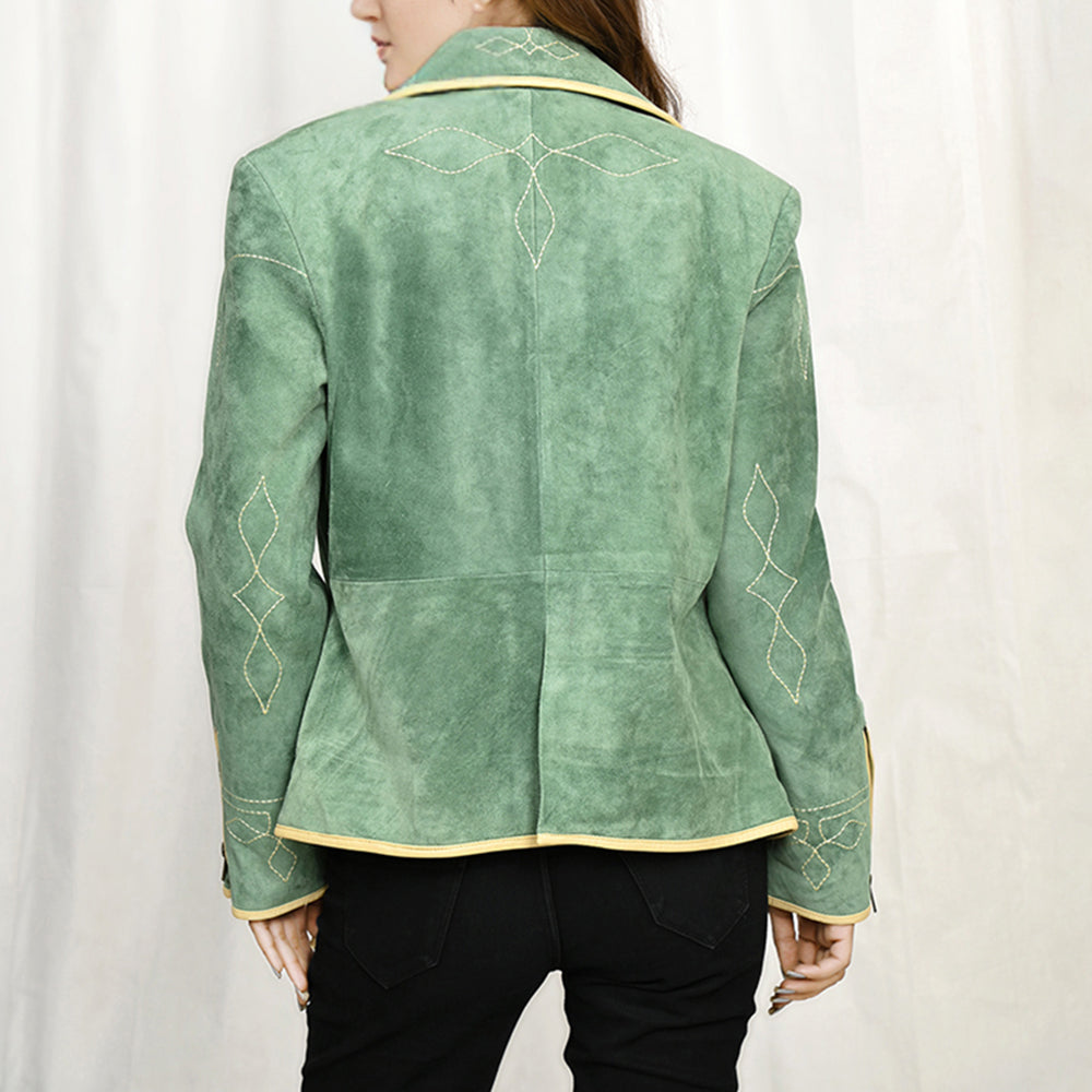 Genuine Vintage leather Women shirt Blazer jacket dress ladies girl