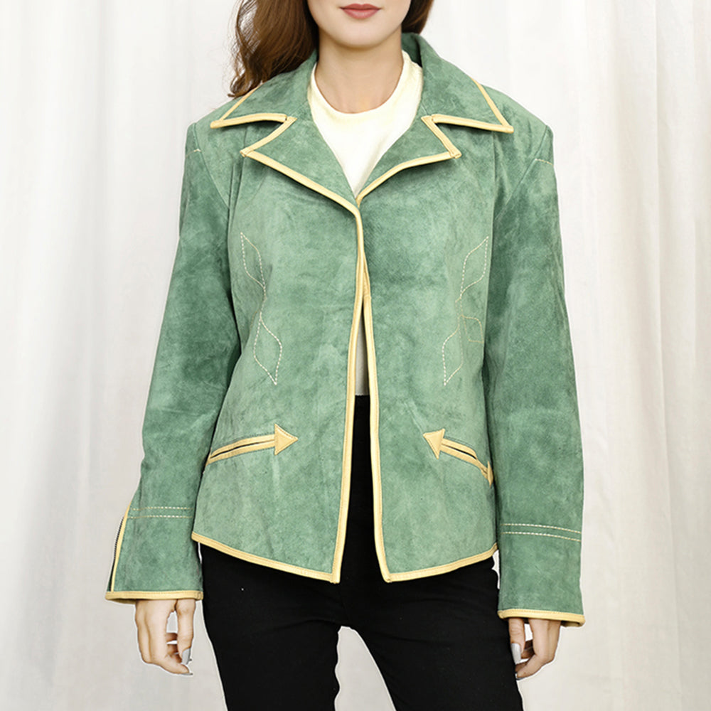 Genuine Vintage leather Women shirt Blazer jacket dress ladies girl