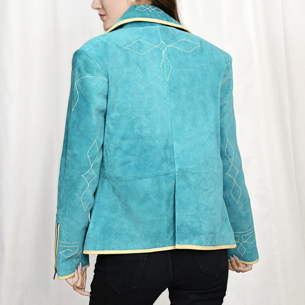 Genuine Vintage leather Women shirt Blazer jacket dress ladies girl