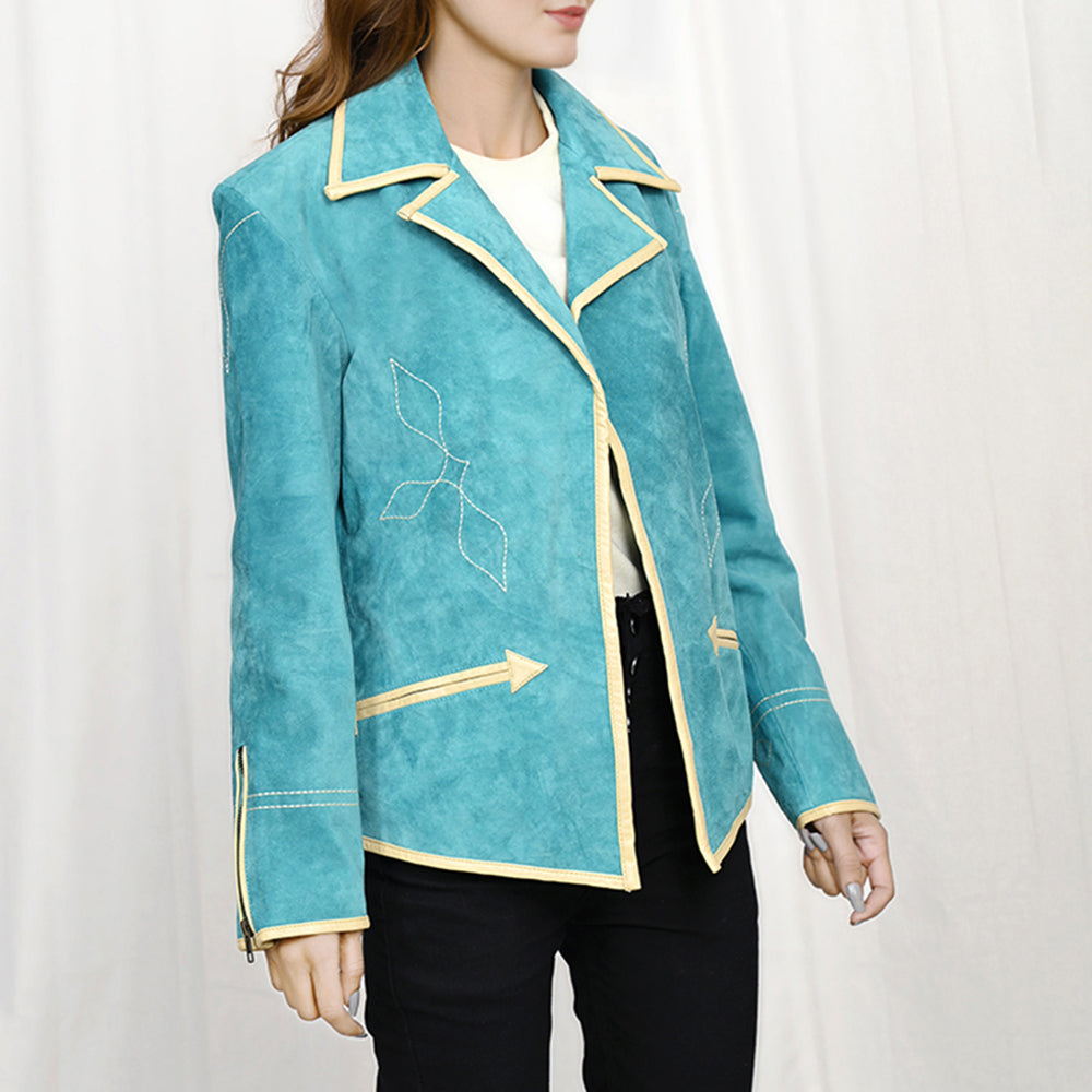 Genuine Vintage leather Women shirt Blazer jacket dress ladies girl