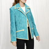 Genuine Vintage leather Women shirt Blazer jacket dress ladies girl