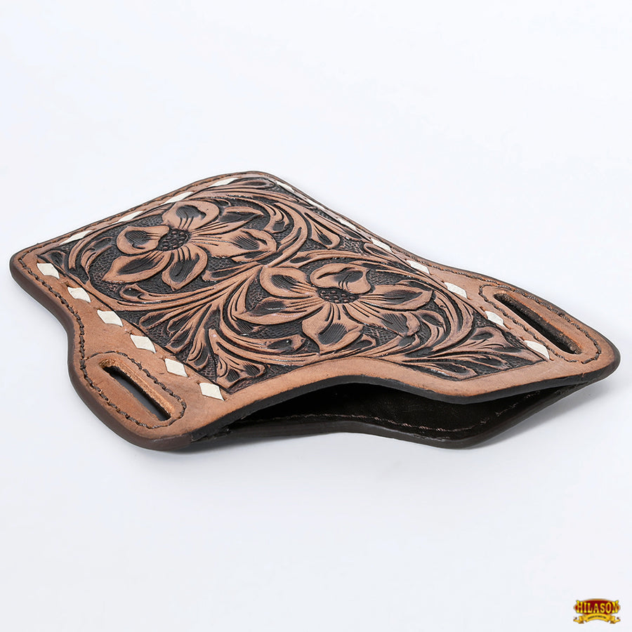 Hilason Western Stylish Floral Hand Tooled Genuine Leather Smartphone Cell Phone Holder