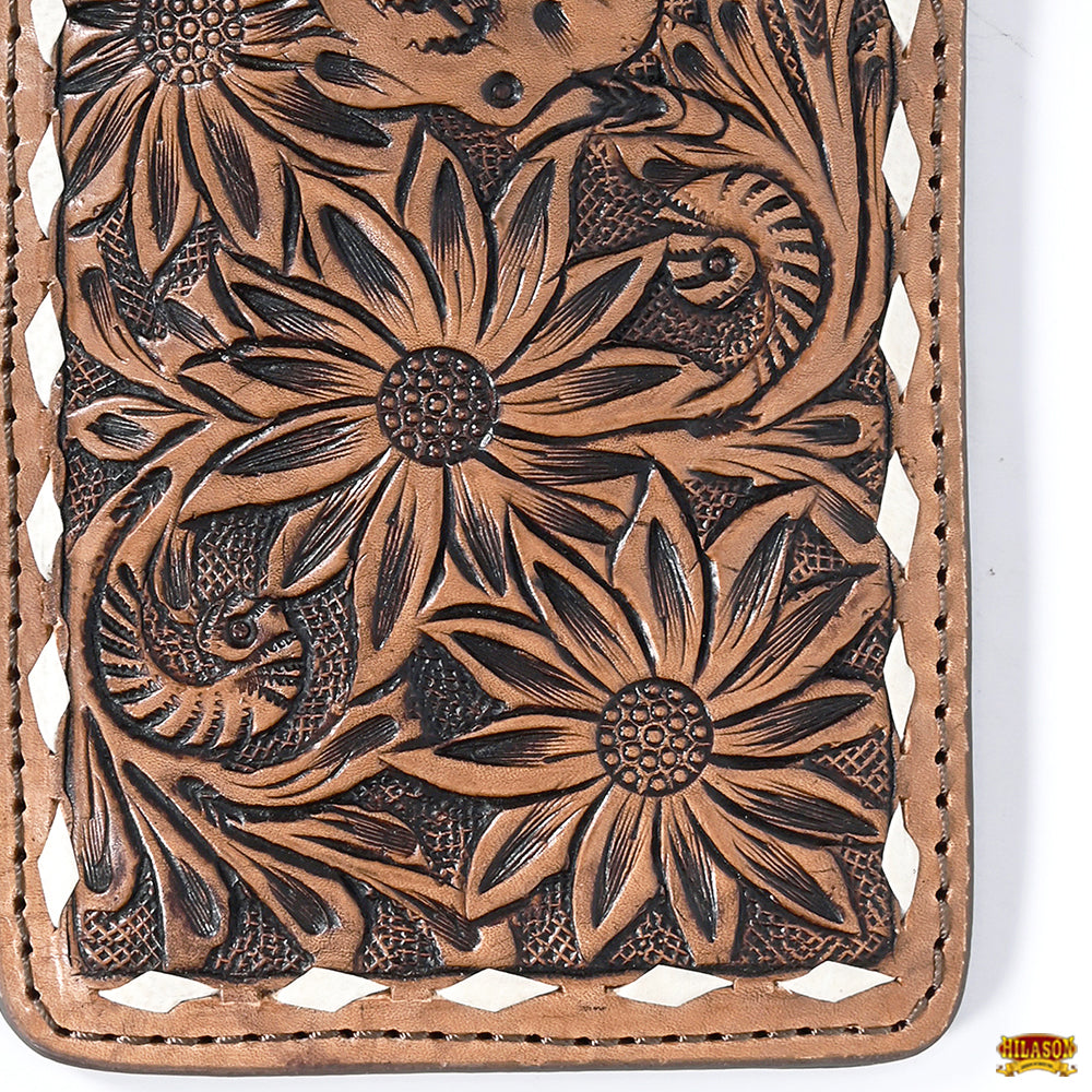 Hilason Western Stylish Floral Hand Tooled Genuine Leather Smartphone Cell Phone Holder