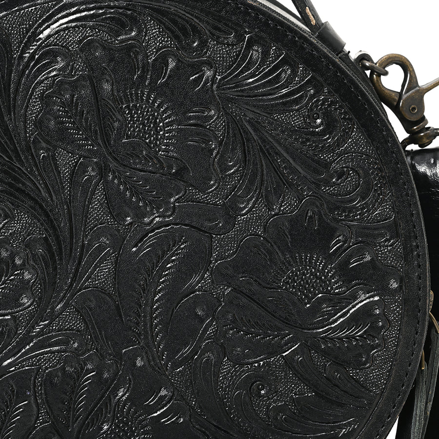 American Darling Western Leather Canteen Bag with Hand-Tooled Floral Detailing, Genuine Leather, Premium Craftsmanship, Everyday Carry Purse