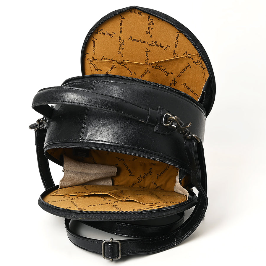 American Darling Western Leather Canteen Bag with Hand-Tooled Floral Detailing, Genuine Leather, Premium Craftsmanship, Everyday Carry Purse