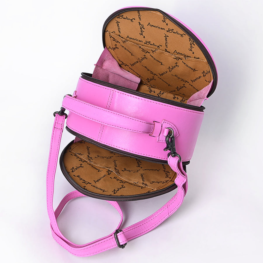 American Darling Western Leather Canteen Bag with Hand-Tooled Floral Detailing, Genuine Leather, Premium Craftsmanship, Everyday Carry Purse