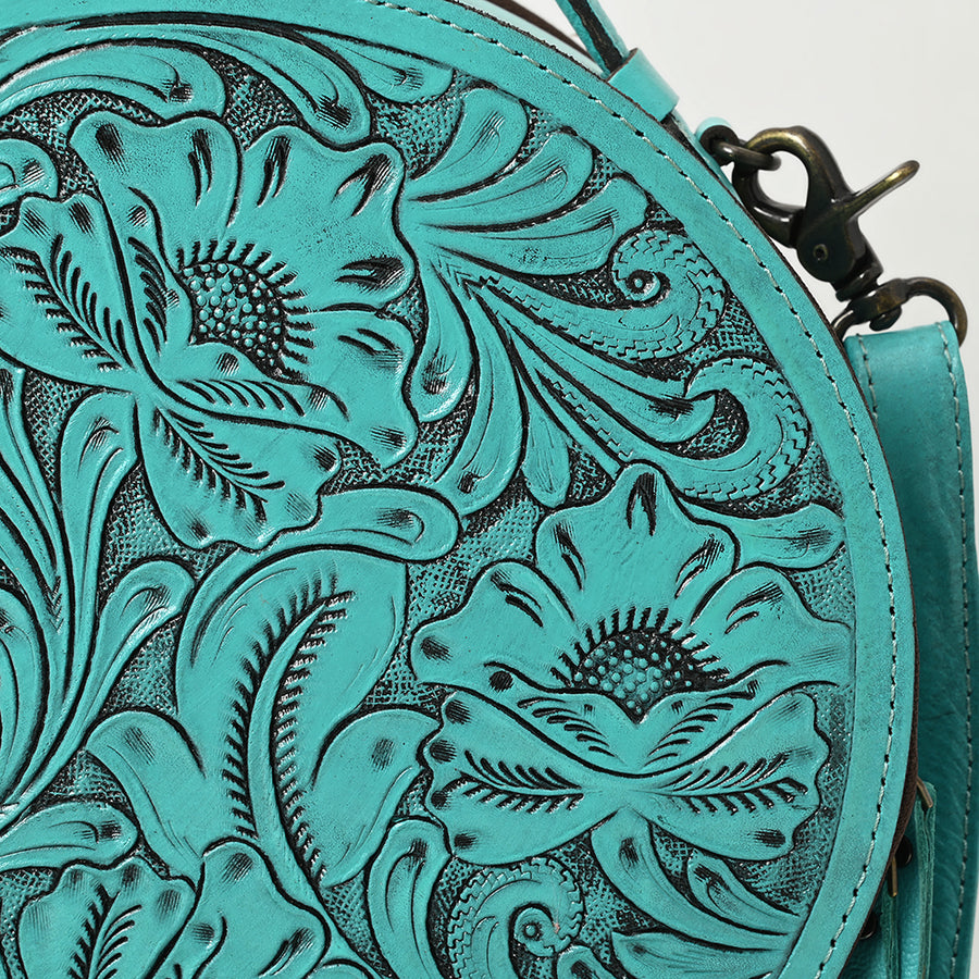 American Darling Western Leather Canteen Bag with Hand-Tooled Floral Detailing, Genuine Leather, Premium Craftsmanship, Everyday Carry Purse