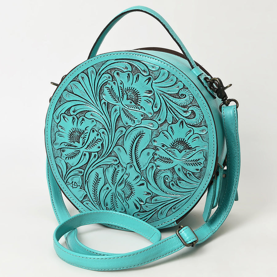 American Darling Western Leather Canteen Bag with Hand-Tooled Floral Detailing - Uhorse