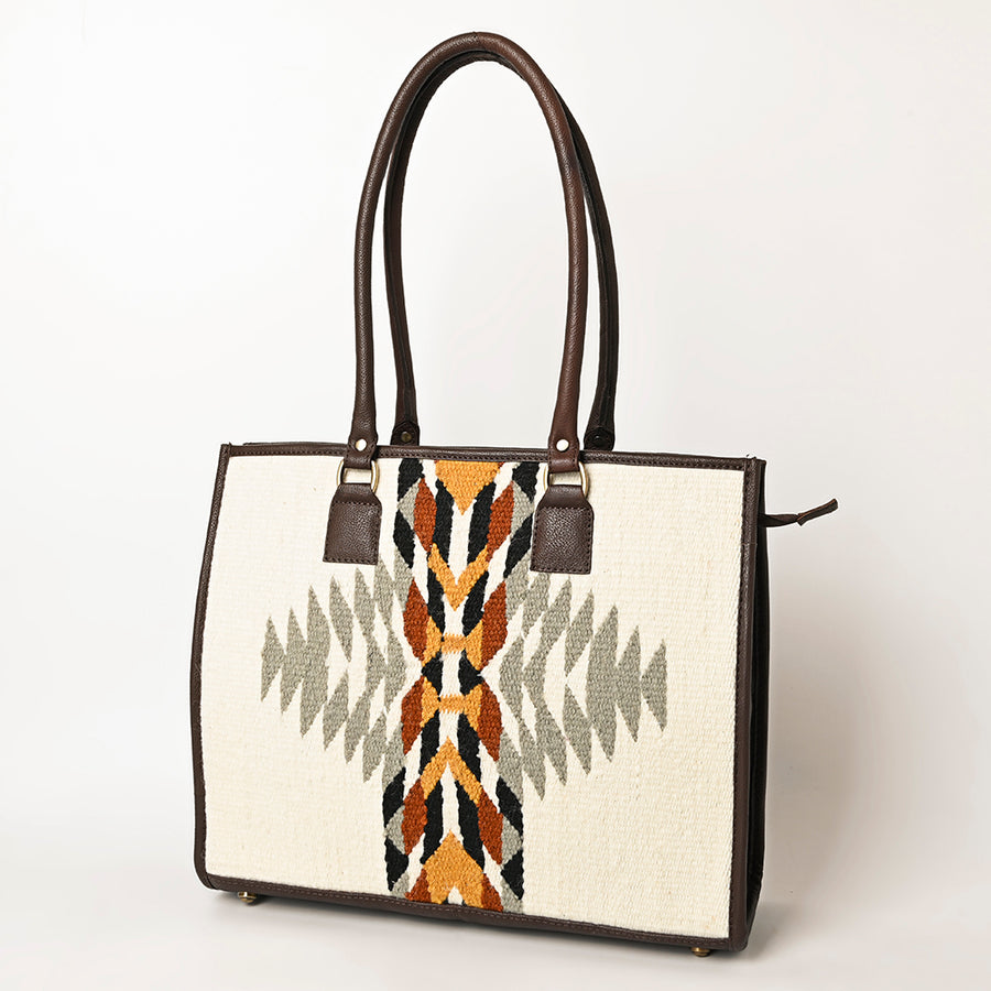 American Darling Hand Woven Saddle Blanket and Leather Western Tote Bag - Uhorse