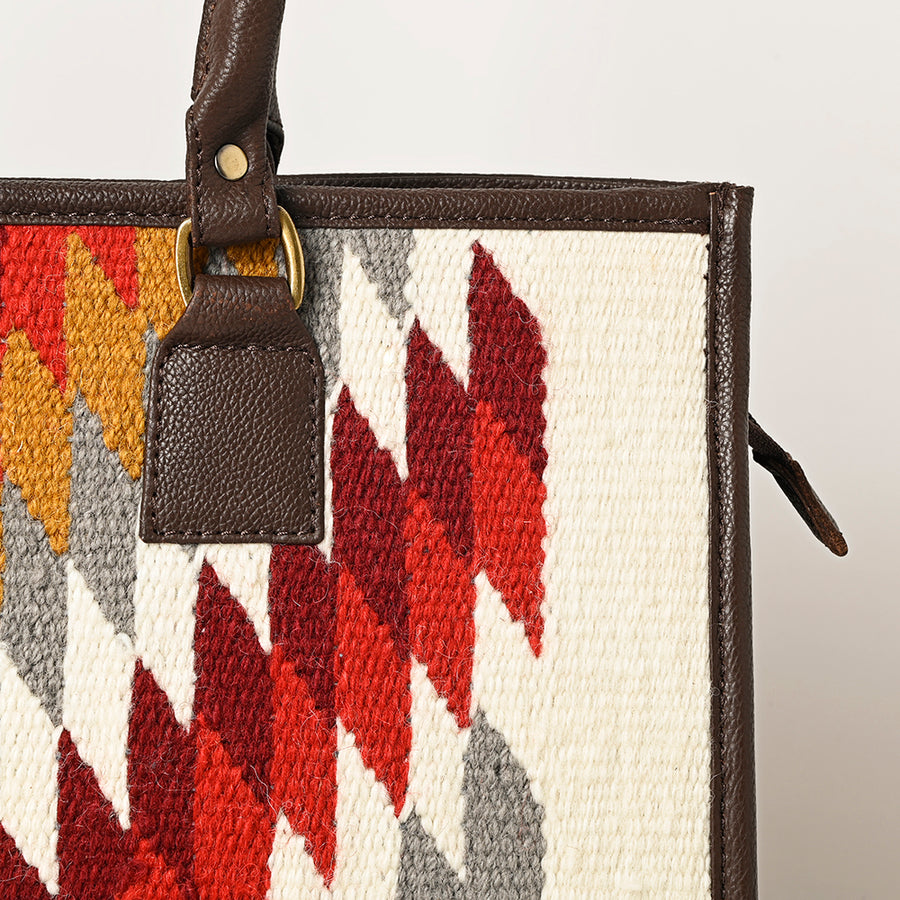 American Darling Hand Woven Saddle Blanket Tote Bag Vegetable-Tanned Genuine Leather Western Purse with YKK Zipper