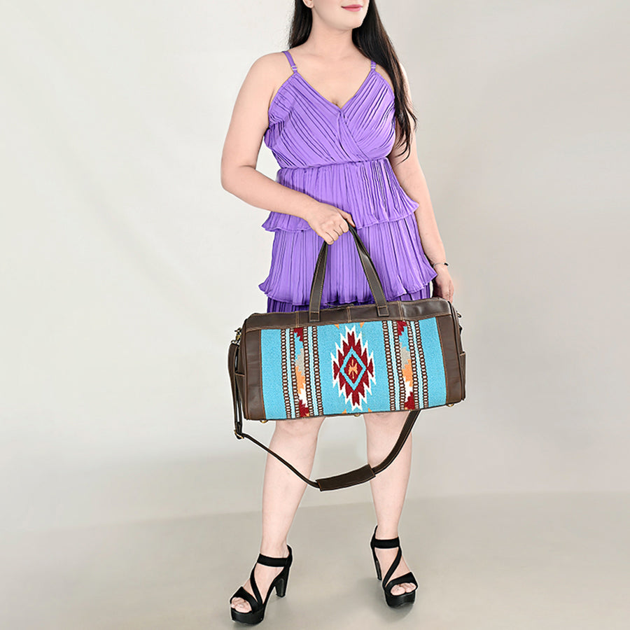 OHLAY Duffel Upcycled Wool Genuine Leather Women Bag Western Handbag Purse | Canvas for Womens Summer