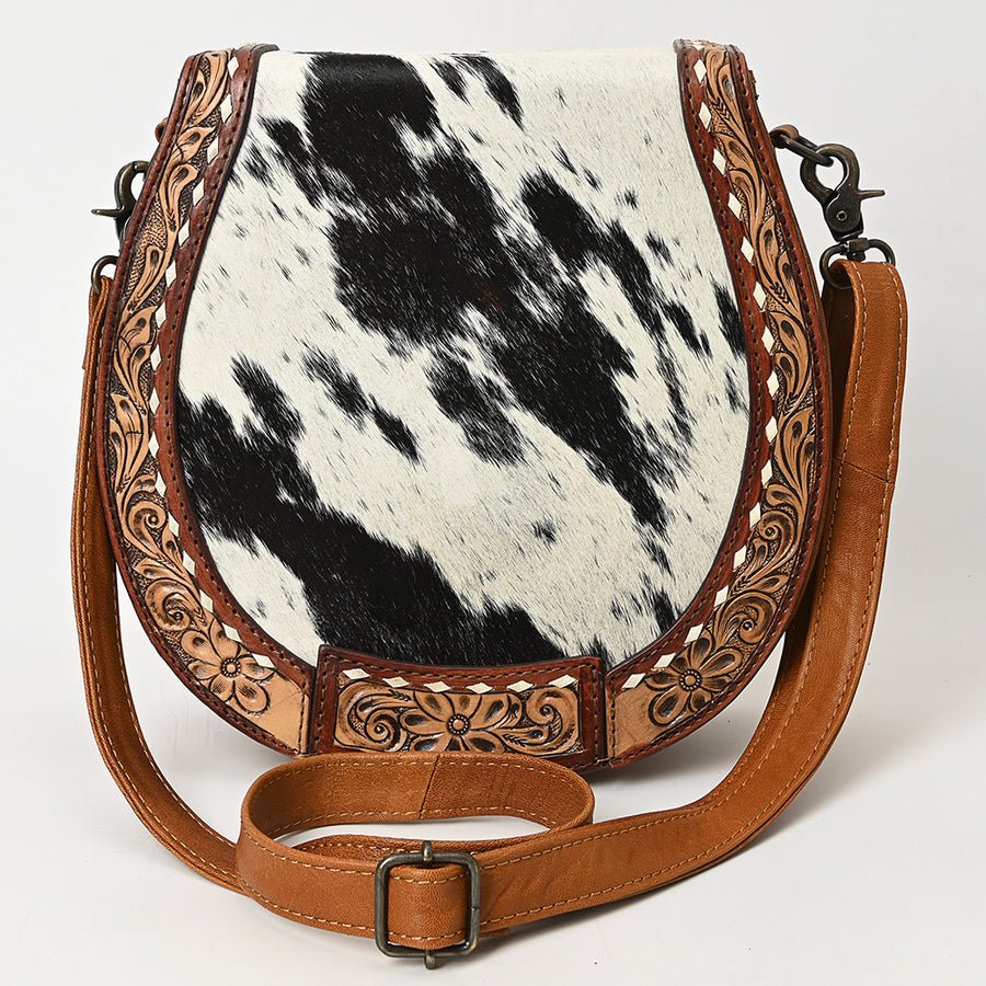 American Darling Hair-On Cowhide Western Leather Crossbody Bag – Genuine Leather with Hand-Tooled Detailing – Everyday Women’s Purse