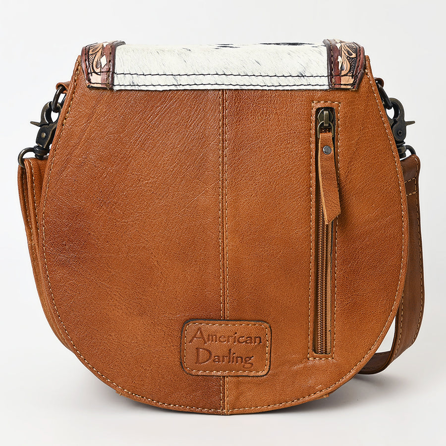 American Darling Hair-On Cowhide Western Leather Crossbody Bag – Genuine Leather with Hand-Tooled Detailing – Everyday Women’s Purse