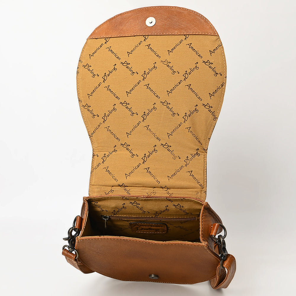American Darling ADBG1315 Hand Tooled Hair-On Genuine Leather Women Bag Western Handbag Purse